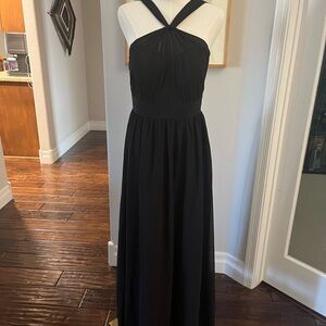 Azazie Black Cross-Neck Maxi Dress